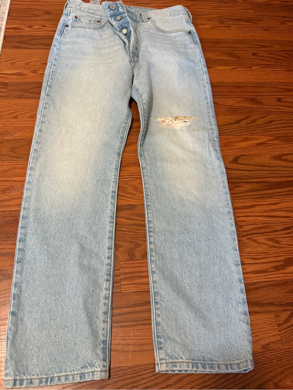 Levi's Women's 501 button fly Jeans with Distressed Detail, 150th anniversary